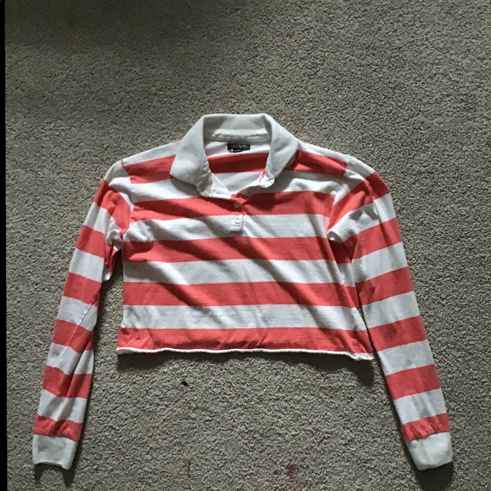 red & white striped crop top